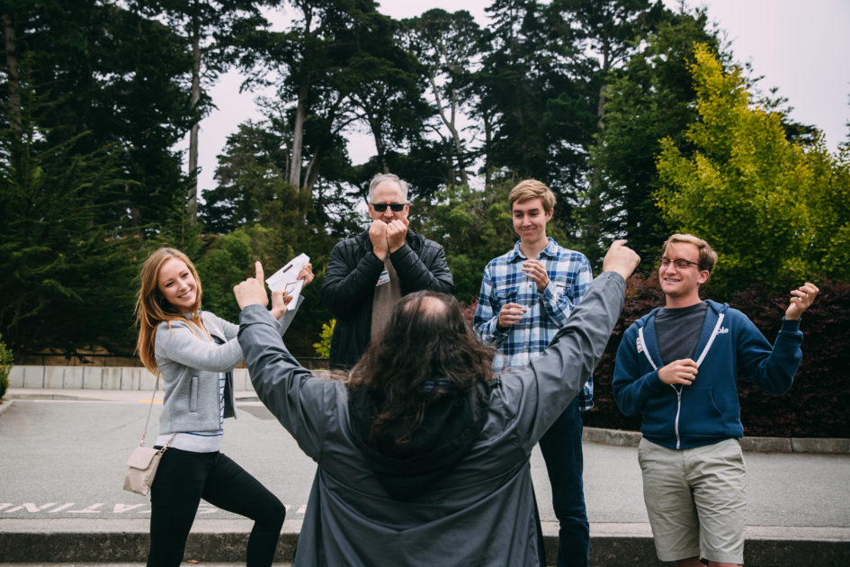 A team enjoys some time together outside the office.