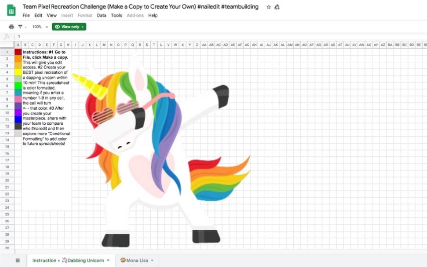 spreadsheet pixel art template image