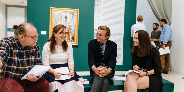 A group of museum professionals doing a training exercise.
