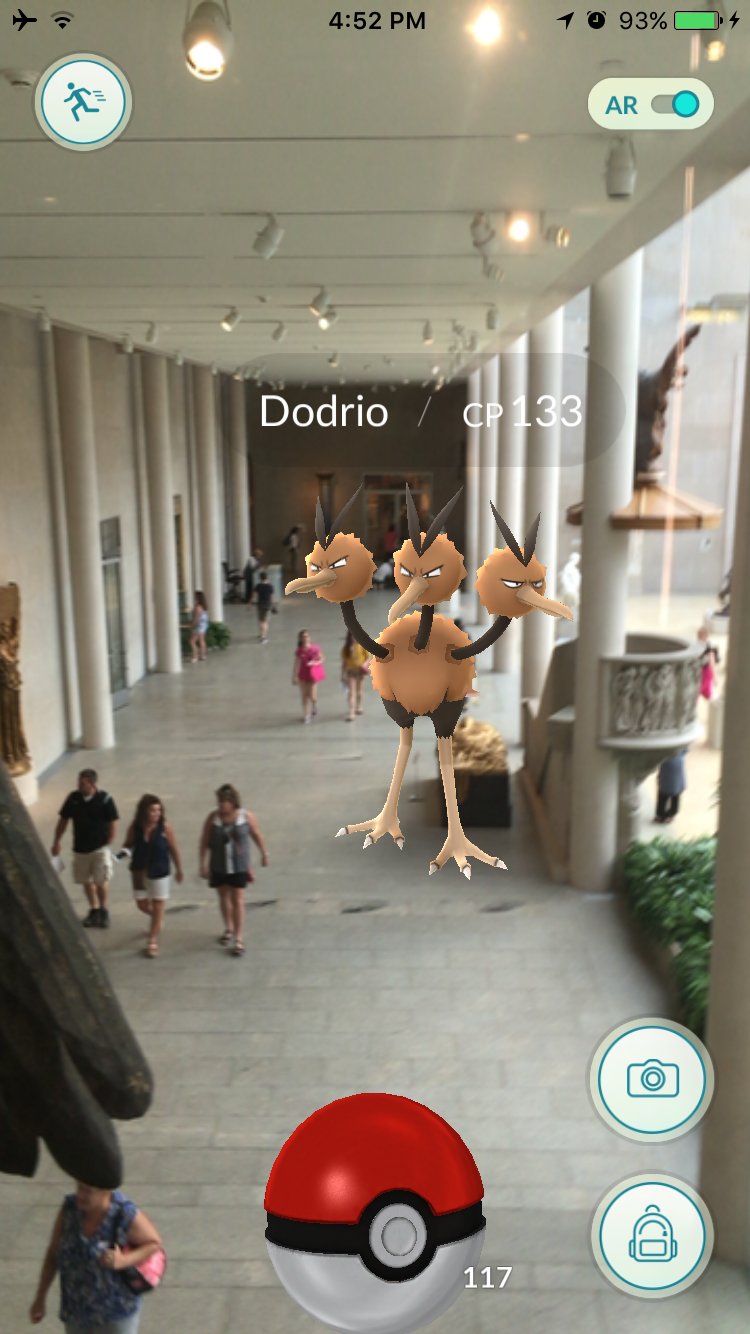 Pokemon in the Metropolitan Museum of Art's Charles Engelhard Court Gallery